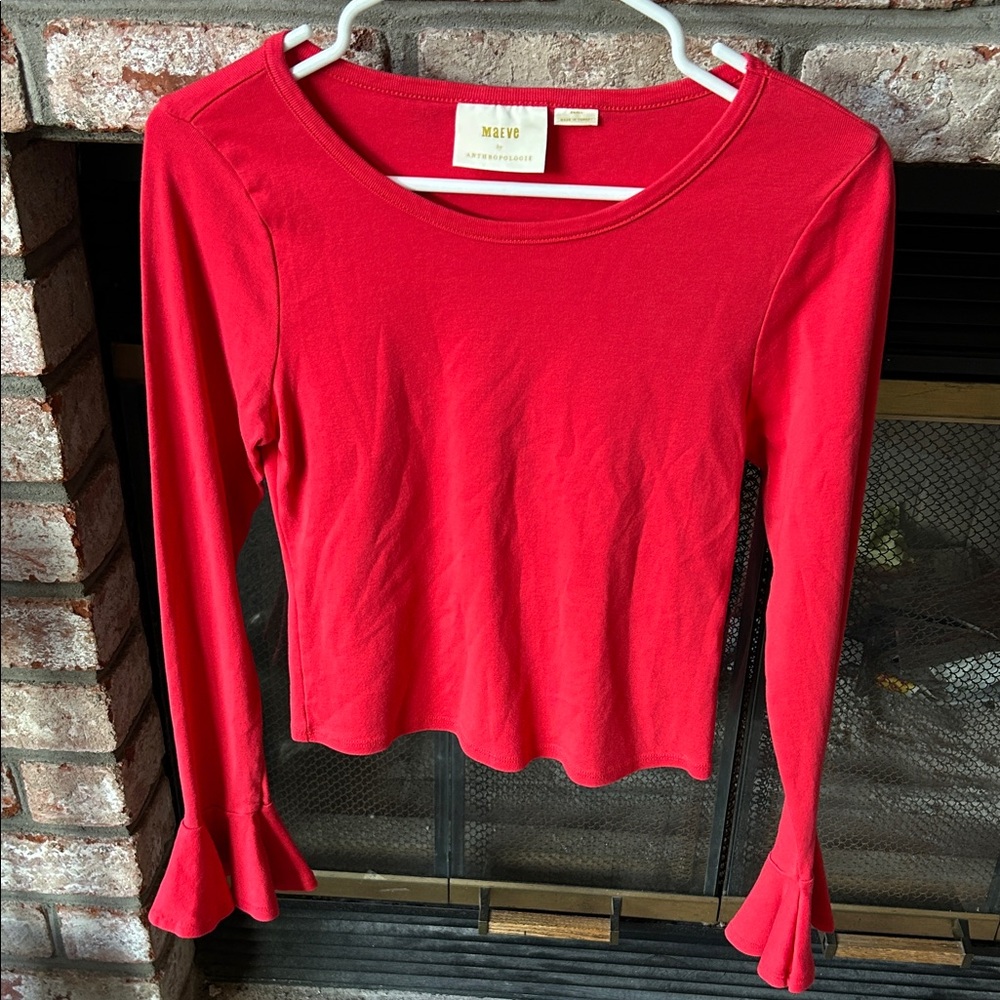 Maeve‎ by Anthropologie Flouncy Bell long Sleeve Round neck Top Women’s Size S - Picture 2 of 7